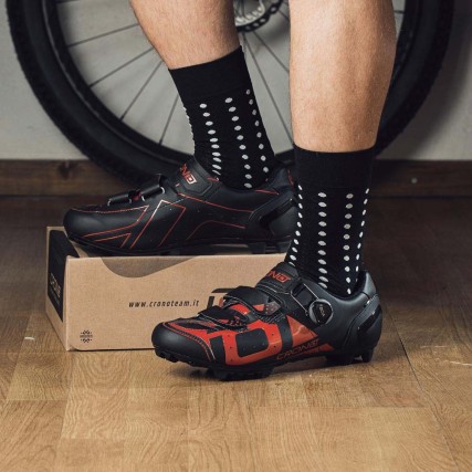 Παπούτσια mountain bike και spinning | CRONO | CΧ3-19 ΜΤΒ Nylon | Μαύρο Κόκκινο
